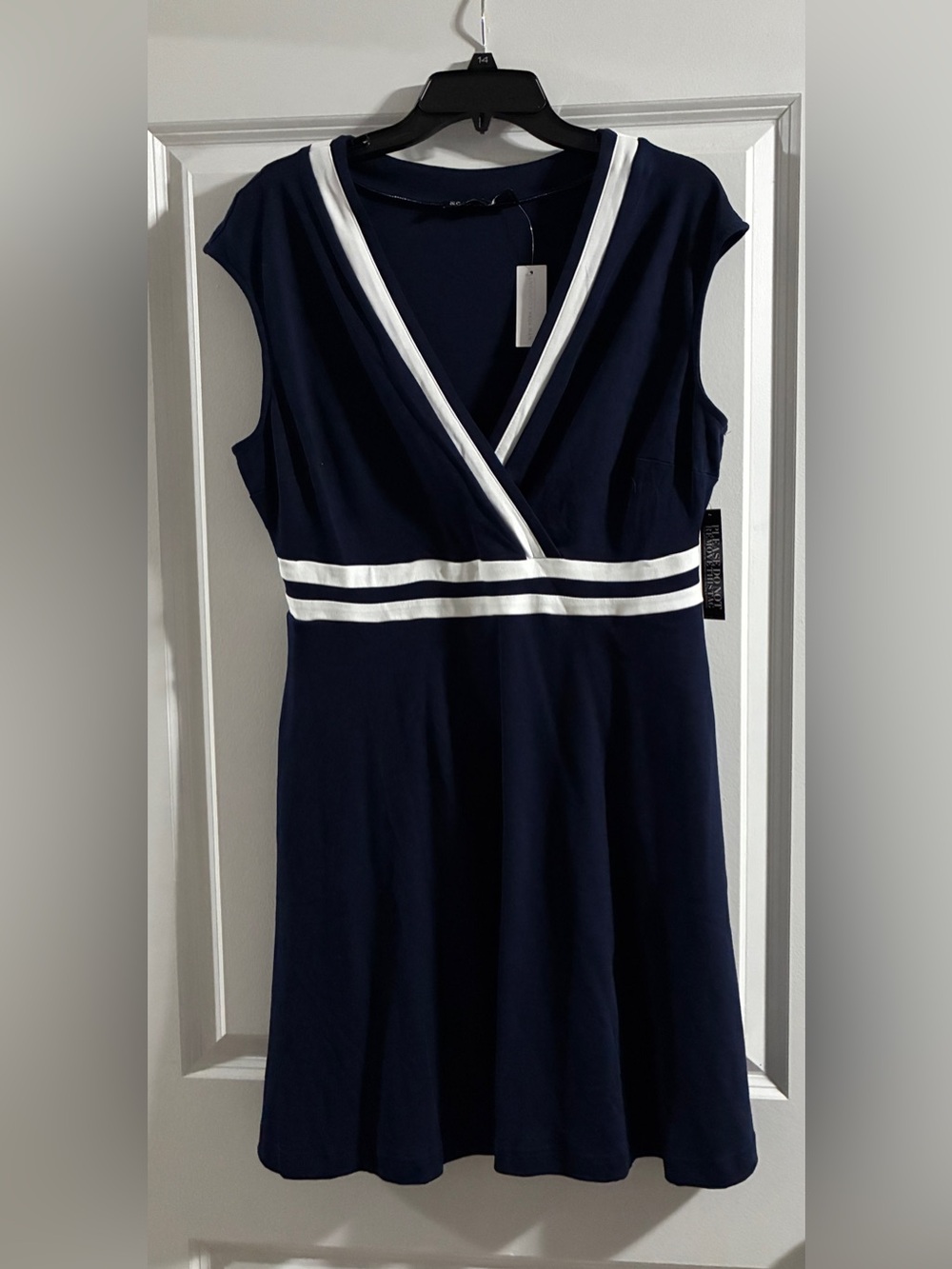 New York & Company Navy Dress with White Trim